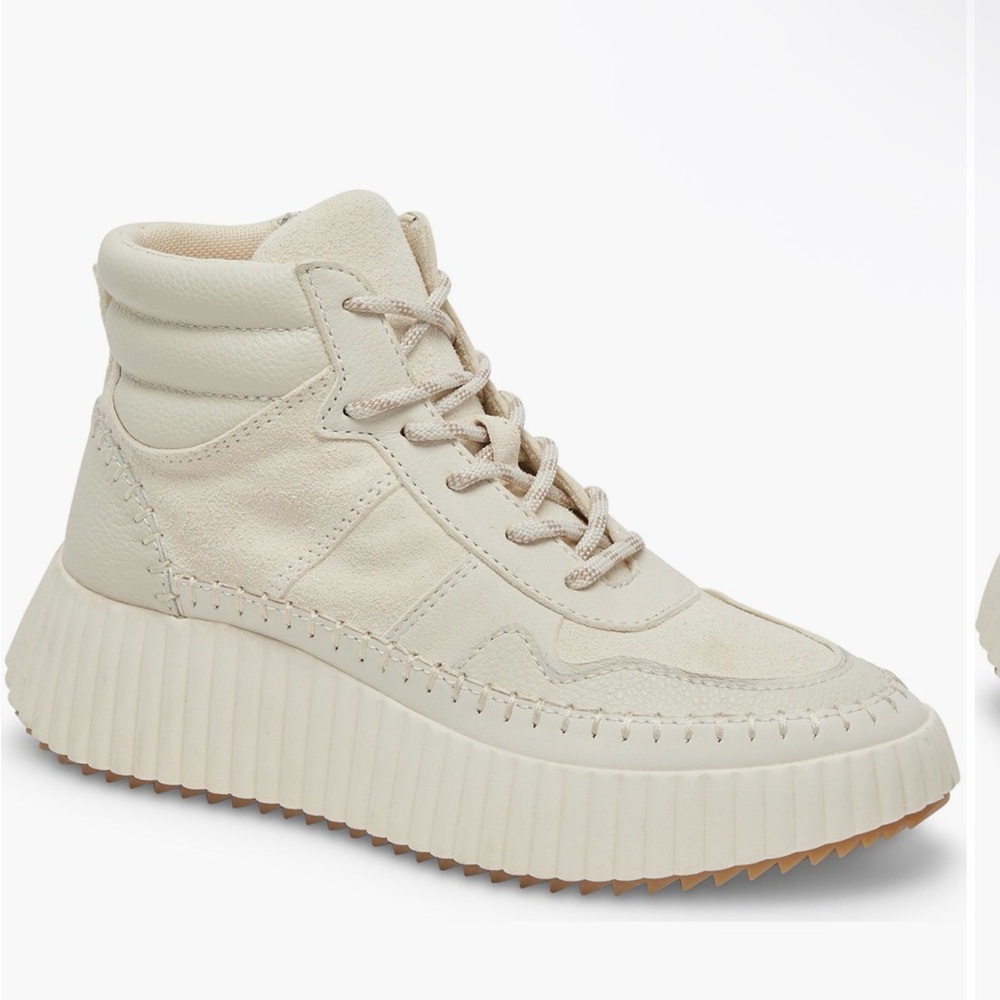 Suede Cream High-Top Sneakers